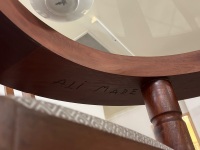 Round Wooden Dining Table with Circular Glass Top Insert and Traditional Wooden Carved Leg Base - 3