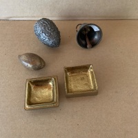 4 Asstd Bronze/Brass/Pewter Items inc. Bell, Almond, Egg & Box - 2