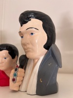 Pair of Hand-Painted Ceramic Elvis Heads - 2