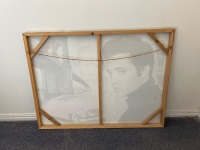 Large Print of Elvis Presley Alongside his Pink Cadillac and a Bridge - 3