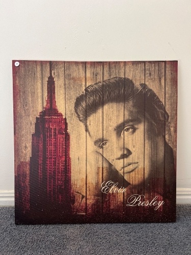 Decorative Canvas Print of Elvis Presley Alongside the Empire State Building