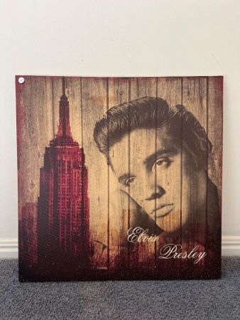 Decorative Canvas Print of Elvis Presley Alongside the Empire State Building