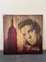 Decorative Canvas Print of Elvis Presley Alongside the Empire State Building