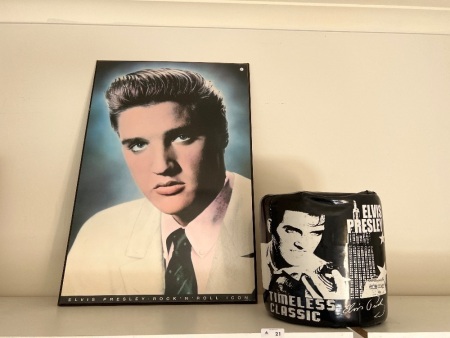 Large Print of Elvis Presley Portrait with Elvis Themed Poof