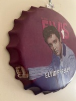 Decorative Hanging Metal Bottle Cap Wall Sign Featuring Elvis Presley - 2