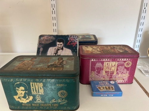 3 x Sets of 1993 Elvis Presley Trading Cards in Tin, Playing Cards and Decorative Tin
