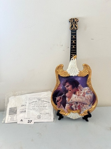 Limited Edition Elvis "Aloha from Hawaii" Guitar Porceline Collectors Plate with Certificate of Authenticity