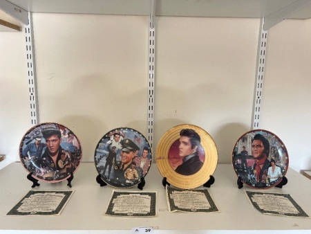 Set of Four Elvis Presley Collectors Plates with Certificates of Autheniticity