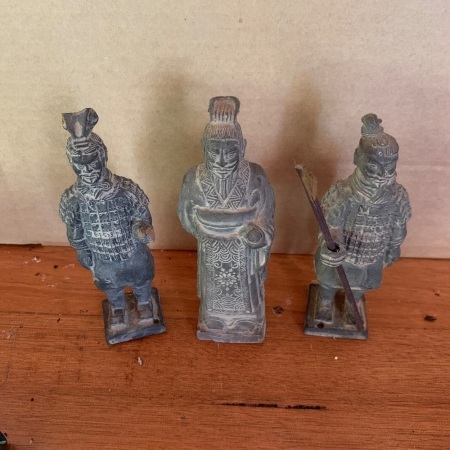 3 Vintage Terracotta Warrior Figures - 1 As Is