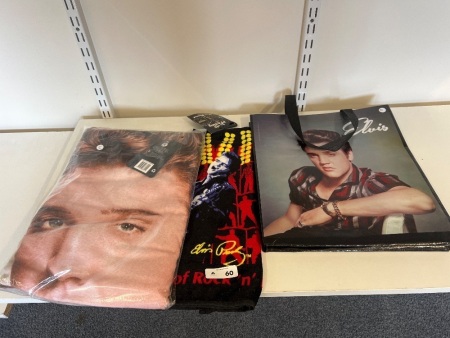 Elvis Themed Tote Bag, Towel and Tea Towel - As New