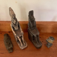 3 Carved Stone & 1 Resin Egyptian Figures inc. Lion & Bird - 2