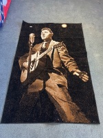 Large Tapestry Woven Rug with Elvis Presley Performing