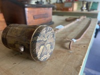 Hand-Carved Wooden String Instrument with bow - 2