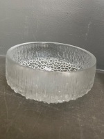 Heavy Glass Desk Caddy with Round Textured Serving Bowl - 3