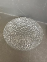 Heavy Glass Desk Caddy with Round Textured Serving Bowl - 4