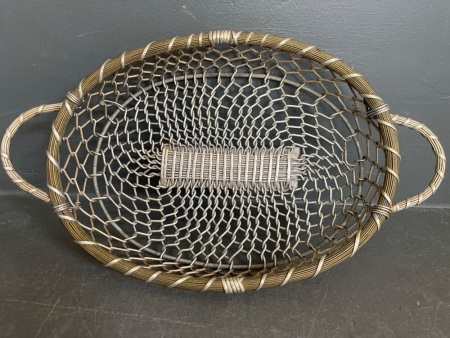 Vintage Brass and Steel Handmade Basket