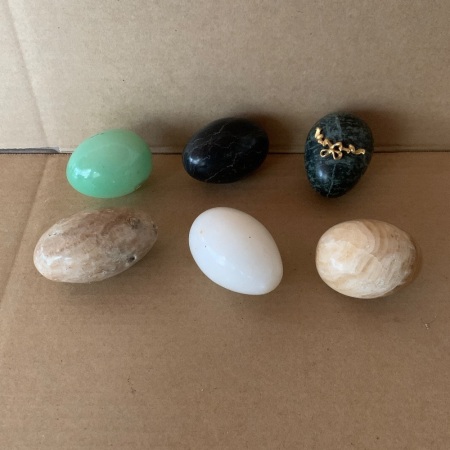 Lot of 6 Carved Stone/Marble/Onyx Eggs