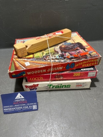 Set of Three Vintage Train Puzzles