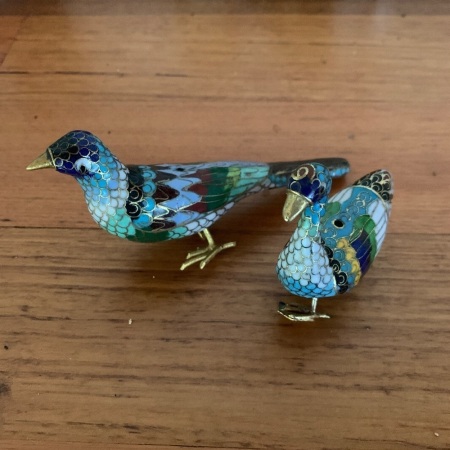 2 Cloisonne Birds - Legs As Is