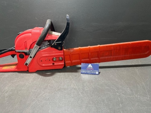 Red Petrol Powered Two-Stroke Chainsaw