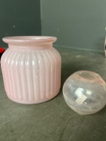 4 x Pink Glass Vessels and Pottery Vase - 2