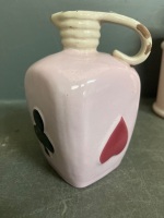 4 x Pink Glass Vessels and Pottery Vase - 3