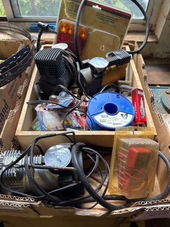 Box lot of pumps and auto electrics