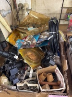 Box of cabinetry items