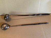 2 Georgian Silver Punch Ladles with Twisted Whalebone Handles - 2