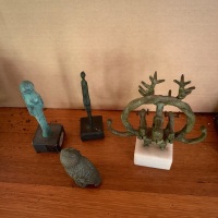 4 Bronze Figures inc. 2 People, Owl + Deer with Dogs - 2