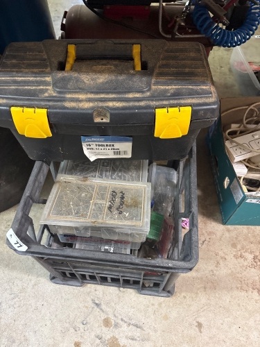 Nails screws and tool box