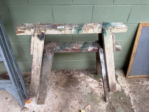 Pair of timber saw horses