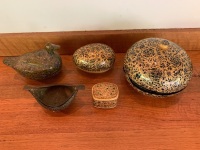 Collection of 4 Kashmiri Laquerware Boxes + Dish