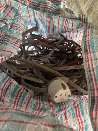 Bag of electrical cable and plugs