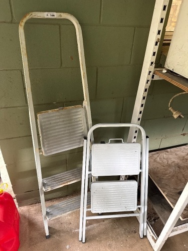 2x metal step ladders/stools