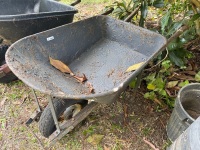 Metal and wooden wheelbarrow