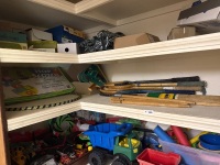 Shelf lot of sporting goods