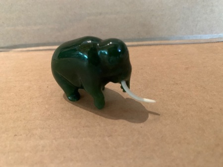 Vintage Carved Jade Elephant - 1 Tusk Missing