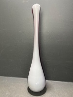 Large Hand Blown Red and White Vase - 2