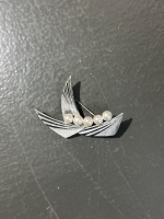 Mikimoto Silver and Pearl Brooch - Marked M - 3