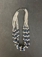 5 String Possibly White and Black Pearl Necklace