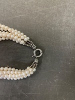5 String Possibly White and Black Pearl Necklace - 2