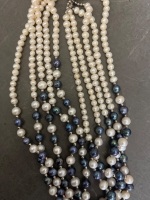 5 String Possibly White and Black Pearl Necklace - 3