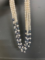 5 String Possibly White and Black Pearl Necklace - 4