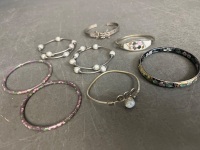8 Bangles Inc Mexican Silver - Cloisonne etc