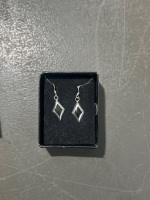 2 Sets of Silver Earrings one with Jade - Both Marked 925 - 3