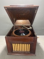 1920s Timber Cased Hand Cranked Gramophone