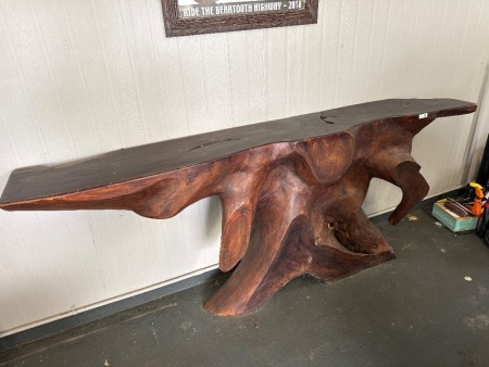 Large wooden sideboard/bench cut from a single piece of tree root