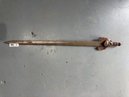 Vintage sword with metal handle and crossguard
