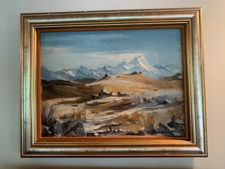 Framed Oil on Board ' Sefton from the Road to Tekapo' by Maurice Buckland